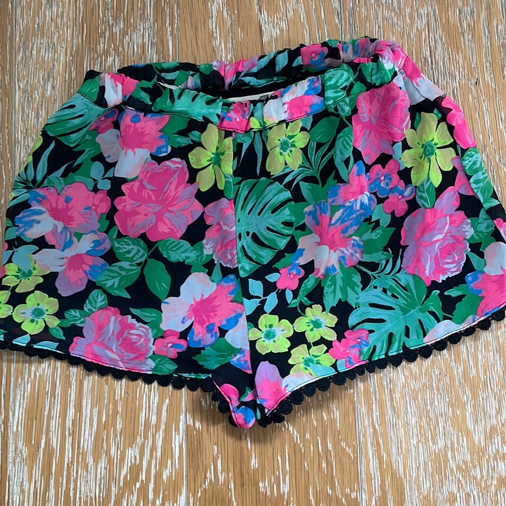 LA Hearts Neon Floral Chiffon Shorts (XS)